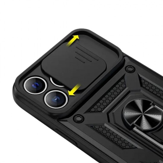 Силиконов твърд кейс bSmart Defender Slide, За iPhone 16 Pro Max (6.9), Черен от Fonax.bg