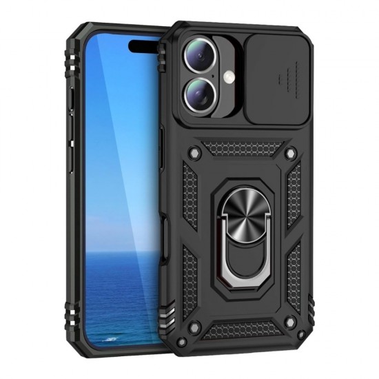 Силиконов твърд кейс bSmart Defender Slide, За iPhone 17 (6.3), Черен от Fonax.bg