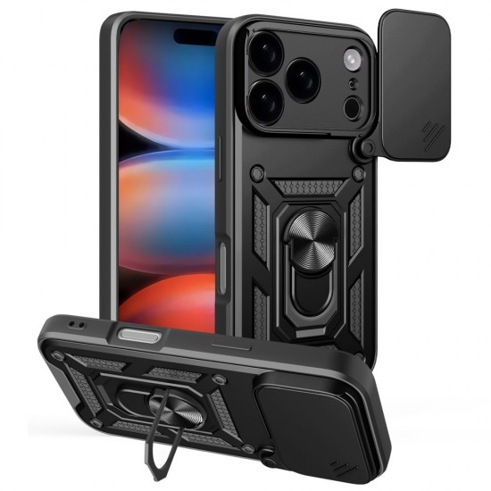 Силиконов твърд кейс bSmart Defender Slide, За iPhone 17 Pro (6.3), Черен от Fonax.bg