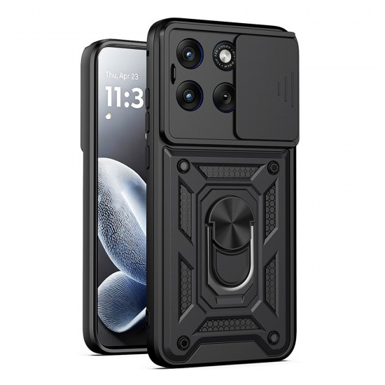 Силиконов твърд кейс bSmart Defender Slide, За Motorola Edge 70 Fusion, Черен
