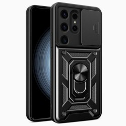 Силиконов твърд кейс bSmart Defender Slide, За Samsung Galaxy S24 Ultra (S928B), Черен