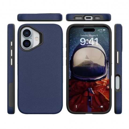 Силиконов твърд кейс Vmax Triangle, За iPhone 16 (6.1), Тъмносин от Fonax.bg