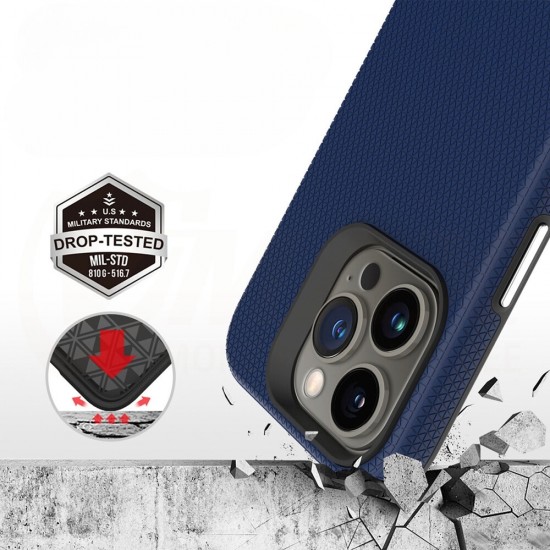 Силиконов твърд кейс Vmax Triangle, За iPhone 16 Pro (6.3), Тъмносин от Fonax.bg