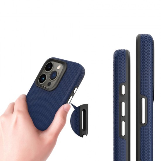 Силиконов твърд кейс Vmax Triangle, За iPhone 16 Pro (6.3), Тъмносин от Fonax.bg