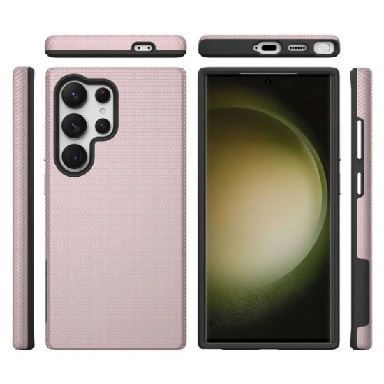 Силиконов твърд кейс Vmax Triangle, За Samsung Galaxy S25 Ultra, Розово-златен от Fonax.bg