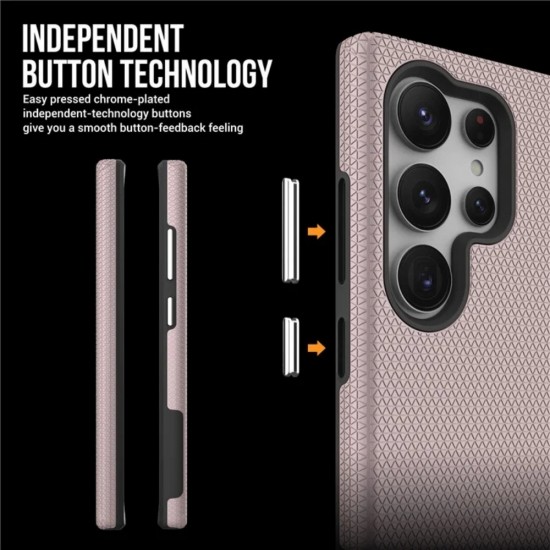 Силиконов твърд кейс Vmax Triangle, За Samsung Galaxy S25 Ultra, Розово-златен от Fonax.bg