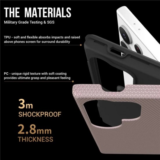 Силиконов твърд кейс Vmax Triangle, За Samsung Galaxy S25 Ultra, Розово-златен от Fonax.bg