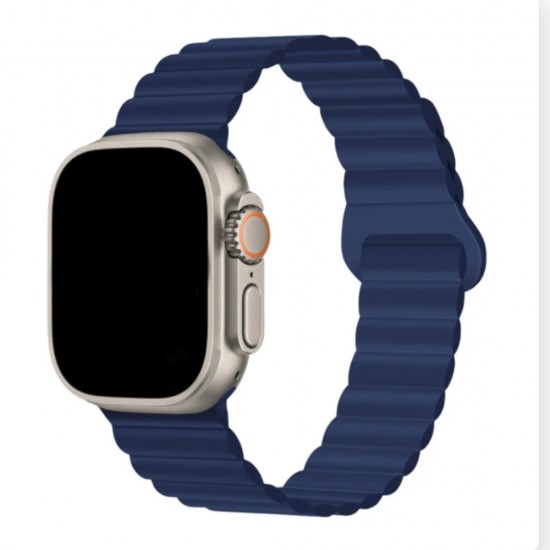 Силиконова каишка bSmart Ocean с магнитно закопчаване, за часовник Apple iWatch 42/44/45/46/49mm, Тъмносиня от Fonax.bg
