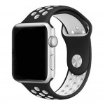 Силиконова каишка на дупки bSmart за часовник Apple iWatch 38/40/41mm, Черна/Бяла