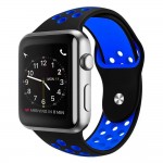 Силиконова каишка на дупки bSmart за часовник Apple iWatch 38/40/41mm, Черна/Синя