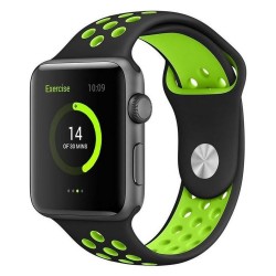 Силиконова каишка на дупки bSmart за часовник Apple iWatch 38/40/41mm, Черна/Зелена
