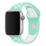 Силиконова каишка на дупки bSmart за часовник Apple iWatch 42/44/45/46/49mm, Ментова/Бяла