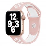 Силиконова каишка на дупки bSmart за часовник Apple iWatch 42/44/45/46/49mm, Пепел от рози/Бяла
