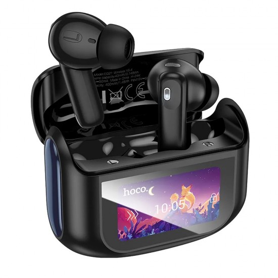 Слушалки Bluetooth безжични Hoco TWS ANC ENC EQ21 с тъчскрийн, черни от Fonax.bg