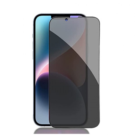 Стъклен протектор за дисплей MBX 5D Full Privacy с цяло лепило, За iPhone 14 (6.1), Черен от Fonax.bg