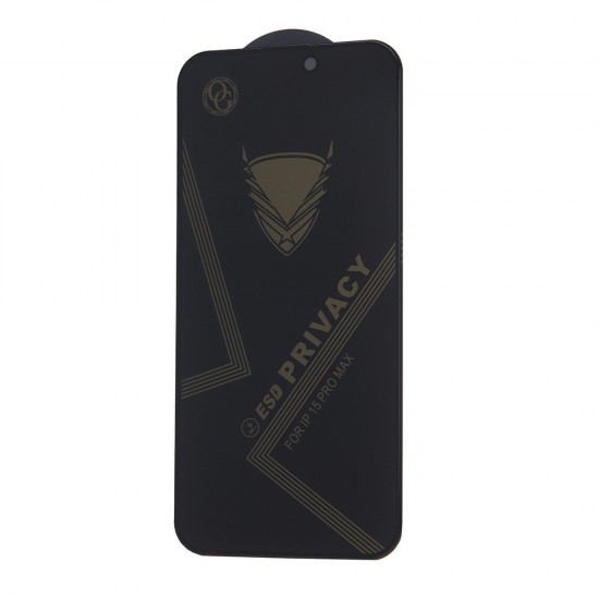 Стъклен протектор за дисплей OG Premium Privacy с цяло лепило, За iPhone 15 Pro (6.1), Черен от Fonax.bg