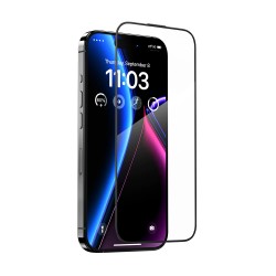 Стъклен протектор OG Premium с цяло лепило, За iPhone 15 (6.1), Черен