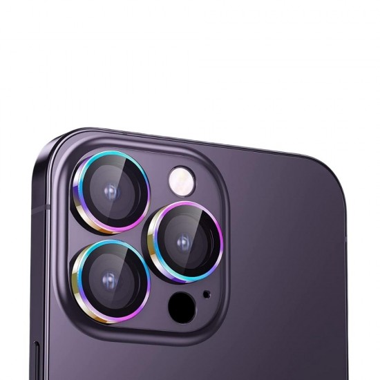 Стъклен протектор с метални рингове за задна камера MBX за Apple iPhone 14 Pro, 14 Pro Max, Многоцветен от Fonax.bg