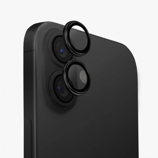 Стъклен протектор с метални рингове за задна камера MBX за Apple iPhone 16, 16 Plus, Черен от Fonax.bg