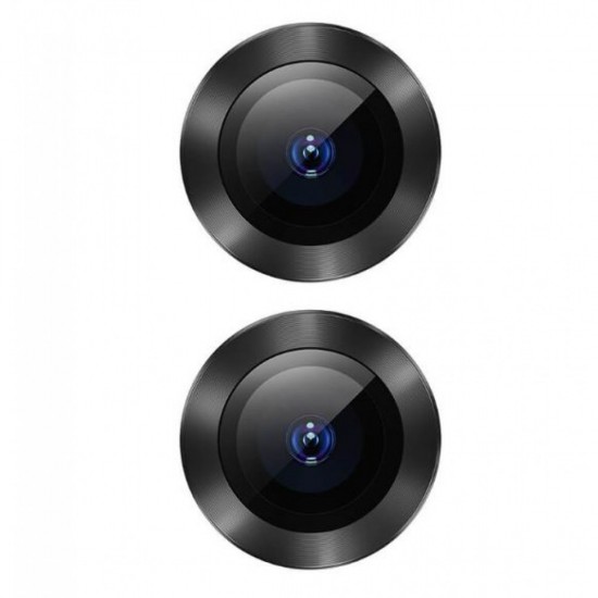 Стъклен протектор с метални рингове за задна камера MBX за Apple iPhone 16, 16 Plus, Черен от Fonax.bg