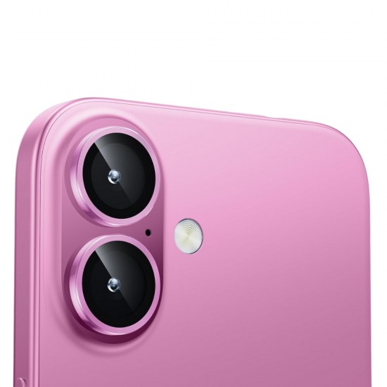 Стъклен протектор с метални рингове за задна камера MBX за Apple iPhone 16, 16 Plus, Розов от Fonax.bg