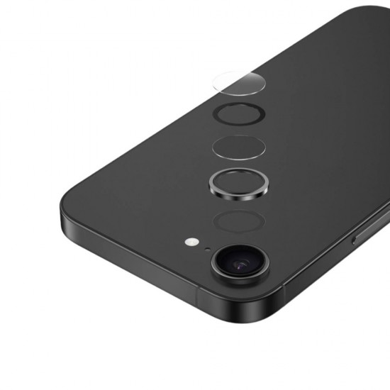 Стъклен протектор с метални рингове за задна камера MBX за Apple iPhone 16e, Черен от Fonax.bg