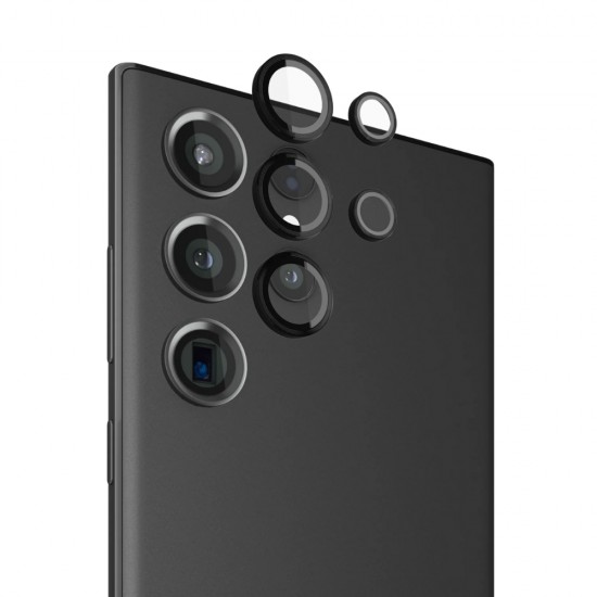 Стъклен протектор с метални рингове за задна камера MBX за Samsung Galaxy S23 Ultra (S918B), Черен от Fonax.bg
