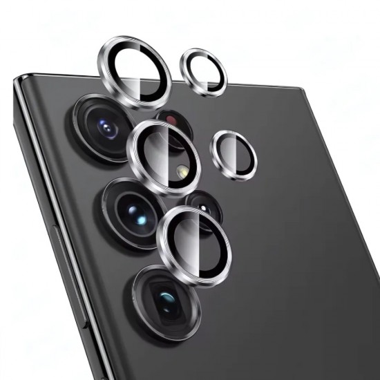 Стъклен протектор с метални рингове за задна камера MBX за Samsung Galaxy S25 Ultra, Сребрист от Fonax.bg