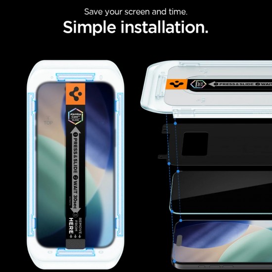 Стъклен протектор Spigen GLAS.tR EZ Fit  с цяло лепило, За iPhone 17 Pro Max (6.9), Прозрачен от Fonax.bg