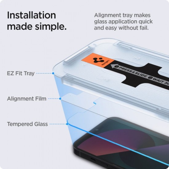 Стъклен протектор Spigen GLAS.tR EZ Fit  с цяло лепило, За iPhone 16e, Прозрачен от Fonax.bg