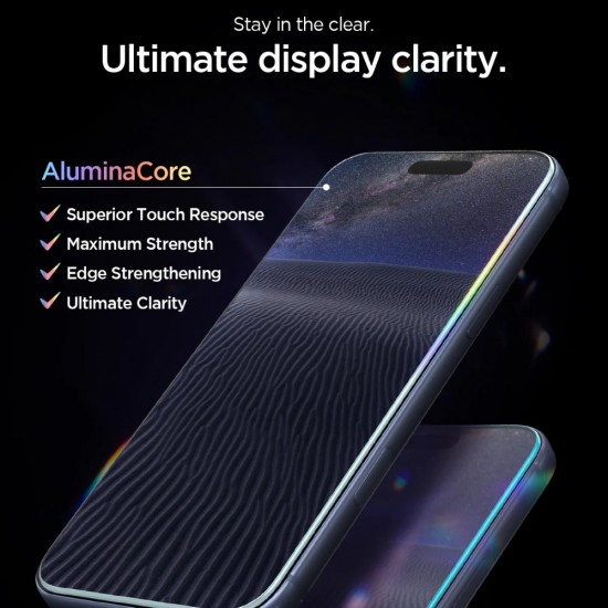 Стъклен протектор Spigen GLAS.tR EZ Fit  с цяло лепило, За iPhone 17 Pro (6.3), Прозрачен от Fonax.bg