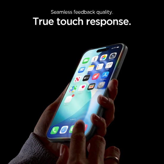 Стъклен протектор Spigen GLAS.tR EZ Fit  с цяло лепило, За iPhone 17 Pro (6.3), Прозрачен от Fonax.bg
