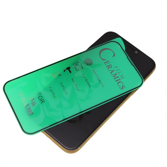 Стъклен протектор за дисплей Ceramic 5D Full с цяло лепило, За iPhone 16 Pro (6.3), Черен от Fonax.bg