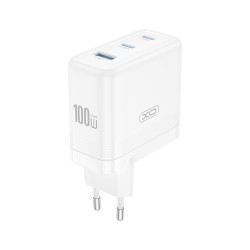 Зарядно устройство адаптер 100W 2x USB-C 1x USB, XO CE35 PD, Бял