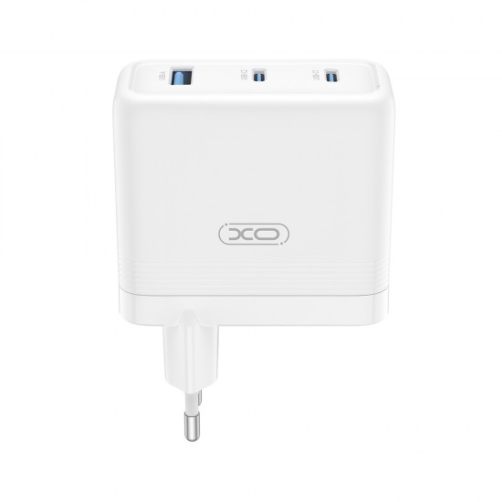 Зарядно устройство адаптер 100W 2x USB-C 1x USB, XO CE35 PD, Бял