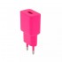 Зарядно устройство адаптер USB-A, Setty Barbie Style  220V, 2.4A, Цикламен