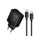 Зарядно устройство комплект HOCO N75 GaN, 65W  2x USB-C 1x USB-A + кабел USB-C - USB-C, Черно