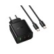 Зарядно устройство комплект HOCO N75 GaN, 65W  2x USB-C 1x USB-A + кабел USB-C - USB-C, Черно