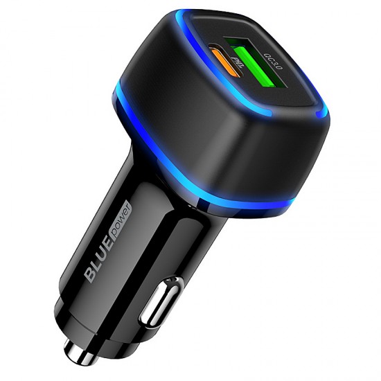 Зарядно устройство за кола преходник адаптер BLUE Power BBZ14A с USB и type C изход 12V, 20W, Черен от Fonax.bg