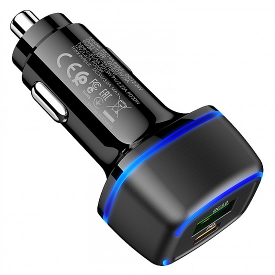 Зарядно устройство за кола преходник адаптер BLUE Power BBZ14A с USB и type C изход 12V, 20W, Черен от Fonax.bg