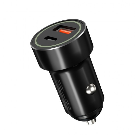 Зарядно устройство за кола адаптер XO CC32 QC 3.0 20W с USB и Type C изход, Черен от Fonax.bg