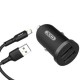 Зарядно устройство за кола комплект XO TZ08 с 2 USB изхода, С кабел Type C-USB, 12V, 2.1A, Черно от Fonax.bg