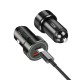 Зарядно устройство за кола комплект XO TZ11 с USB и Type C изход QC 3.0, Метален, С кабел Lightning-Type C, 12V, 3A, Черно от Fonax.bg